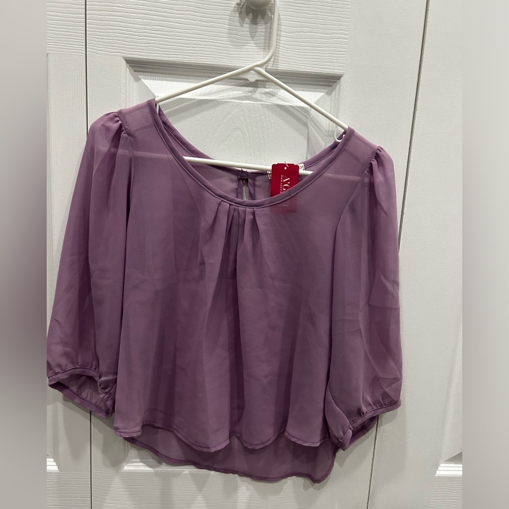 A’GACI Lavender Mid Sleeve Loose Blouse